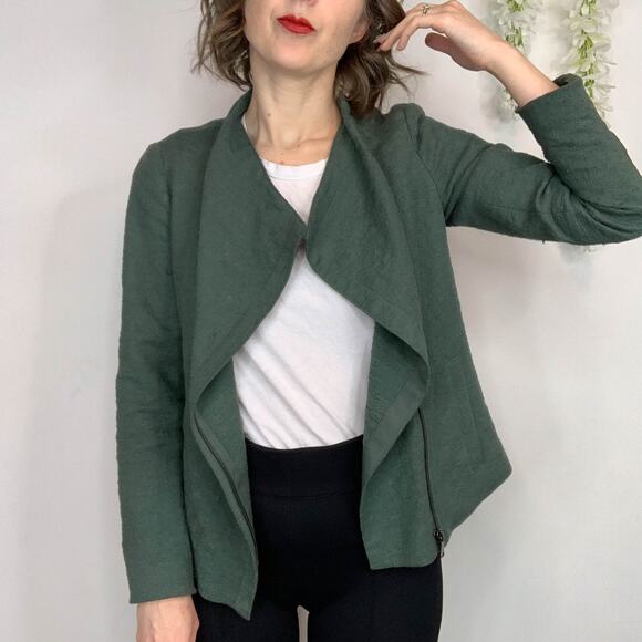 VINCE Cypress Frise moto Jacket green asymmetrical zipper futurecore 2782 - Picture 9 of 10